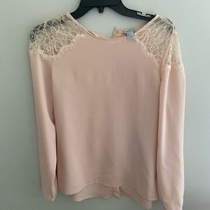 Pale pink lacy shoulder blouse